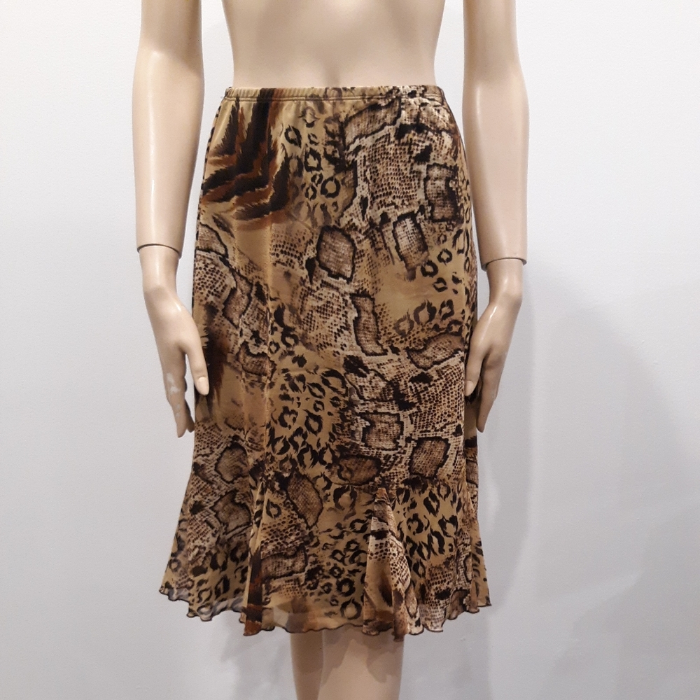 Molly & Maxx animal print knee length skirt size XS Petite